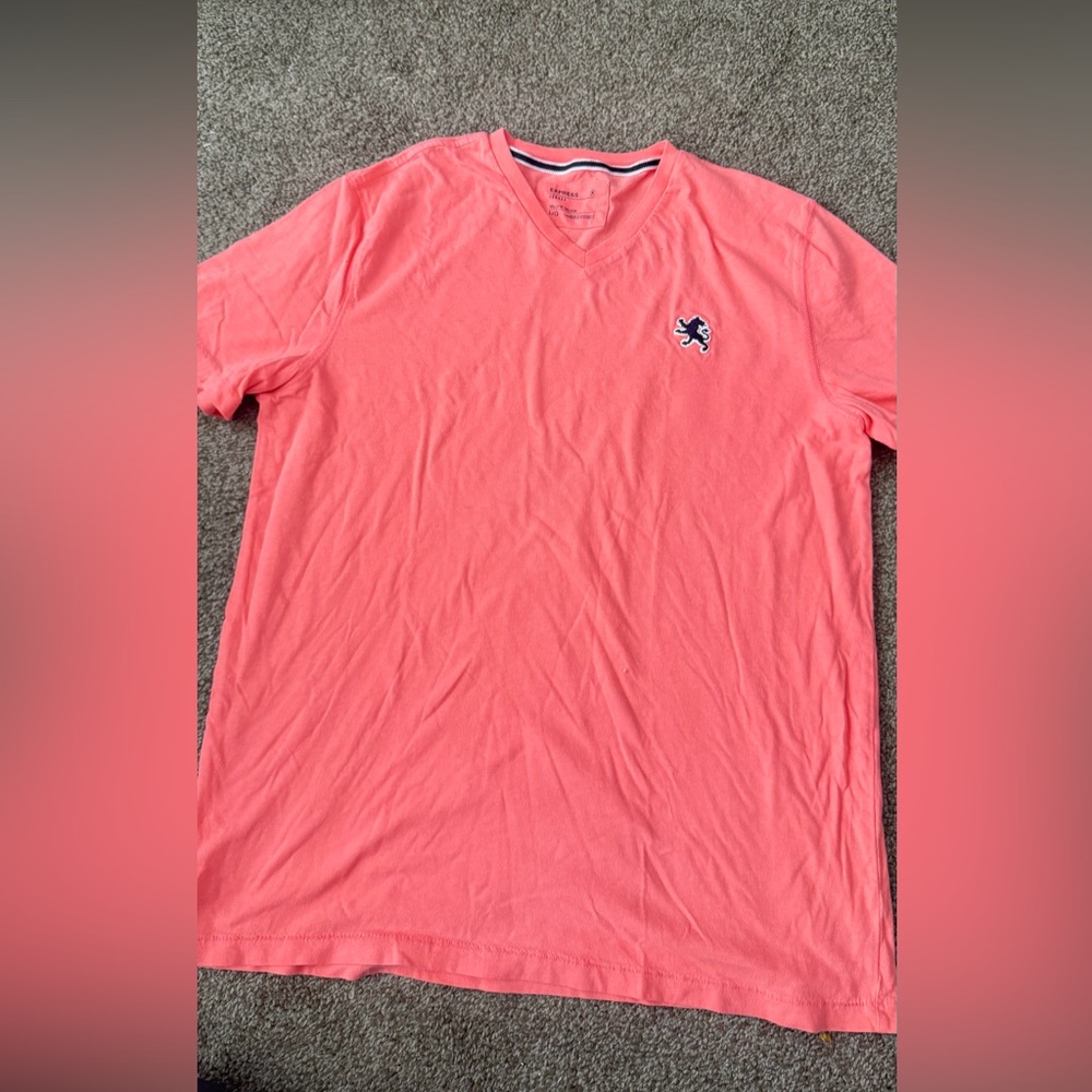 Express Men's Coral V-Neck Tee
